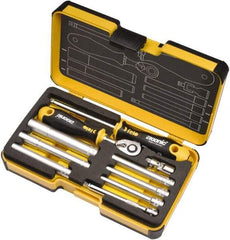 Felo - 10 Piece 1/4" Drive Chrome Finish Socket Set - 6 Points, 5.5mm to 13mm Range, Metric Measurement Standard - Apex Tool & Supply