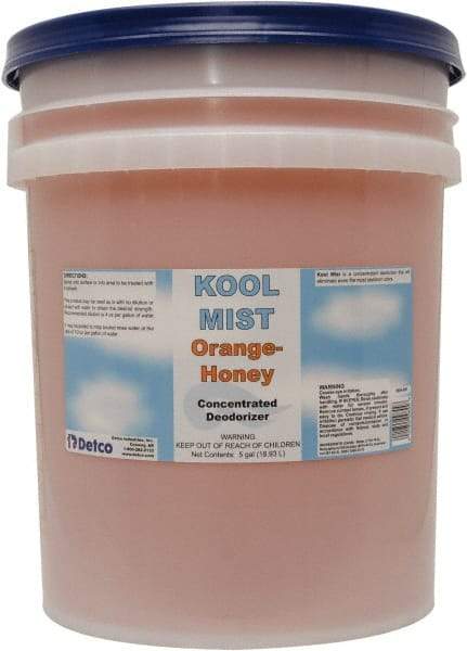 Detco - 5 Gal Pail Deodorizer - Liquid, Orange-Honey Scent, Concentrated, Environmentally Safe - Apex Tool & Supply