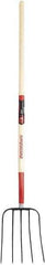 Razor-Back - Fork with 48" Straight Hardwood Handle - 9" Blade Width, 5 Tines, 12-1/2" Tine Length - Apex Tool & Supply
