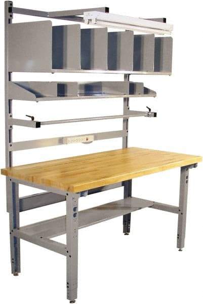 Proline - 72 Wide x 30" Deep x 36" High, Maple Workbench - Adjustable Height Legs, Light Gray - Apex Tool & Supply