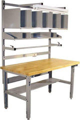 Proline - 72 Wide x 30" Deep x 36" High, Maple Workbench - Adjustable Height Legs, Light Gray - Apex Tool & Supply