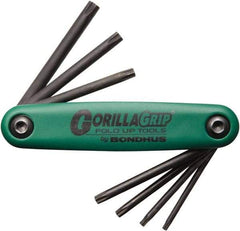 Bondhus - 7 Piece T7 to T25 Fold-Up Torx Key Set - 7, 8, 9, 10, 15, 20, 25 Torx Size - Apex Tool & Supply