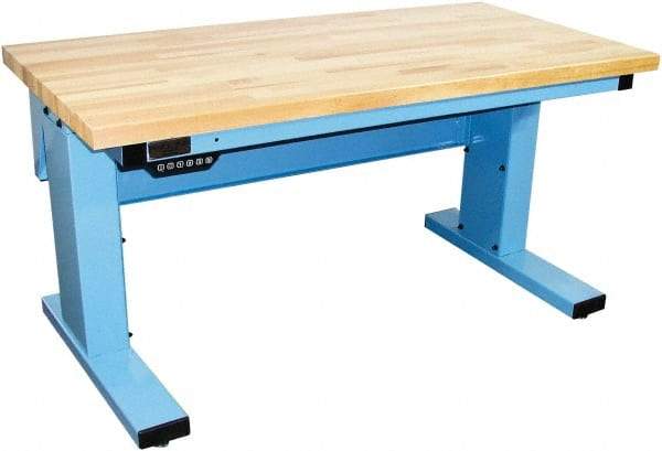 Proline - 60 Wide x 30" Deep x 42-1/2" High, Maple Workbench - Adjustable Height Legs, Light Blue - Apex Tool & Supply
