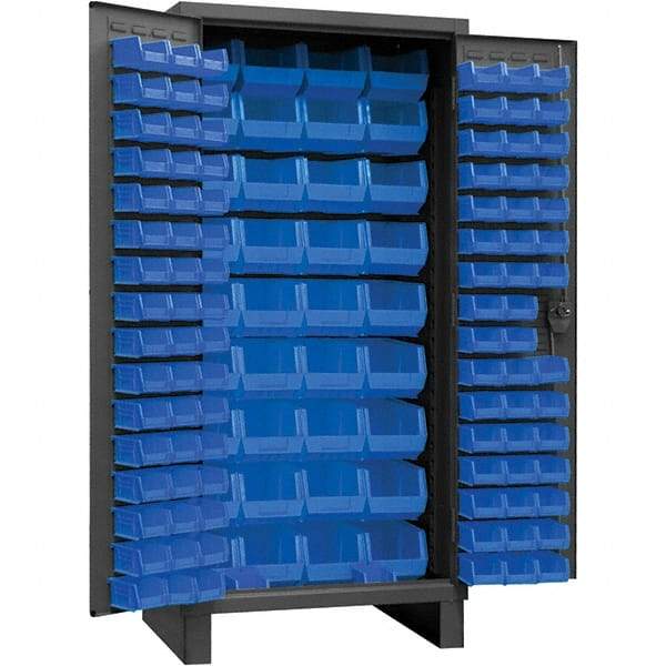 Durham - 132 Bin Storage Cabinet - Steel, 36" Wide x 24" Deep x 78" High, Gray - Apex Tool & Supply