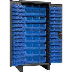 Durham - 132 Bin Storage Cabinet - Steel, 36" Wide x 24" Deep x 78" High, Gray - Apex Tool & Supply