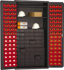 Durham - 2 Shelf 96 Bin Storage Cabinet - Steel, 38" Wide x 26" Deep x 72" High, Gray - Apex Tool & Supply
