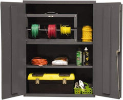 Durham - 2 Shelf Locking Storage Cabinet - Steel, 36" Wide x 18" Deep x 48" High, Gray - Apex Tool & Supply