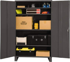 Durham - 4 Shelf Locking Storage Cabinet - Steel, 60" Wide x 24" Deep x 84" High, Gray - Apex Tool & Supply