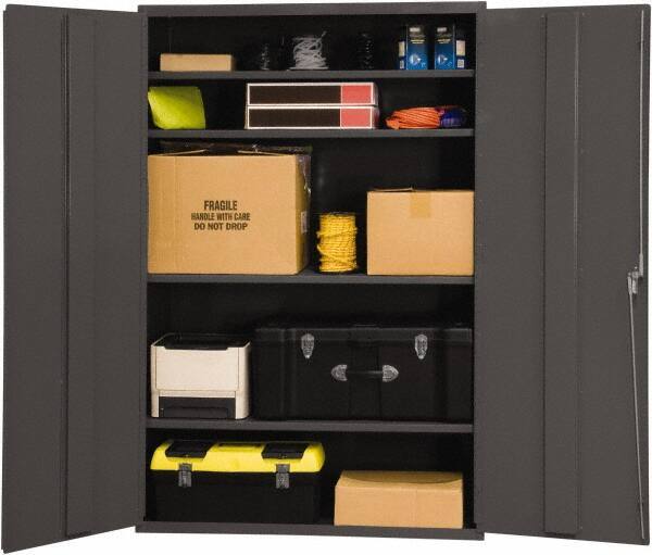 Durham - 4 Shelf Locking Storage Cabinet - Steel, 48" Wide x 24" Deep x 84" High, Gray - Apex Tool & Supply