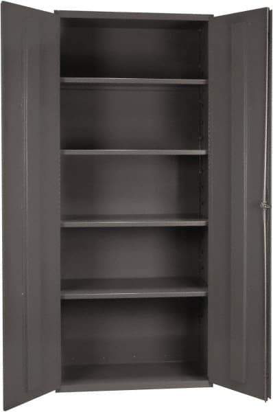 Durham - 4 Shelf Locking Storage Cabinet - Steel, 36" Wide x 24" Deep x 84" High, Gray - Apex Tool & Supply