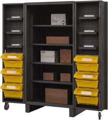 Durham - 10 Shelf 12 Bin Storage Cabinet - Steel, 36" Wide x 36" Deep x 78" High, Gray - Apex Tool & Supply