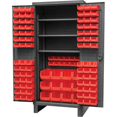 Durham - 3 Shelf 108 Bin Storage Cabinet - Steel, 36" Wide x 24" Deep x 78" High, Gray - Apex Tool & Supply