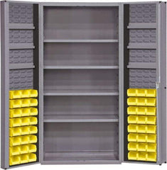 Durham - 10 Shelf 48 Bin Storage Cabinet - Steel, 36" Wide x 24" Deep x 72" High, Gray - Apex Tool & Supply