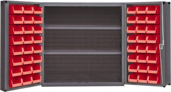 Durham - 2 Shelf 48 Bin Storage Cabinet - Steel, 36" Wide x 24" Deep x 72" High, Gray - Apex Tool & Supply