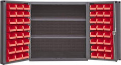 Durham - 2 Shelf 48 Bin Storage Cabinet - Steel, 36" Wide x 24" Deep x 72" High, Gray - Apex Tool & Supply