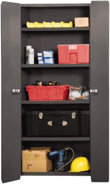 Durham - 4 Shelf Locking Storage Cabinet - Steel, 36" Wide x 20" Deep x 84" High, Gray - Apex Tool & Supply