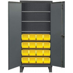 Durham - 3 Shelf 16 Bin Storage Cabinet - Steel, 36" Wide x 24" Deep x 78" High, Gray - Apex Tool & Supply
