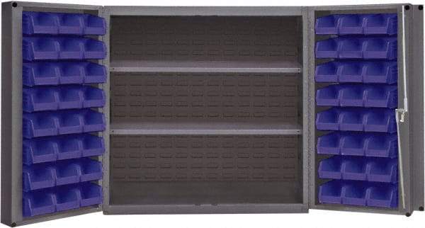Durham - 2 Shelf 48 Bin Storage Cabinet - Steel, 36" Wide x 24" Deep x 72" High, Gray - Apex Tool & Supply