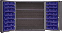 Durham - 2 Shelf 48 Bin Storage Cabinet - Steel, 36" Wide x 24" Deep x 72" High, Gray - Apex Tool & Supply