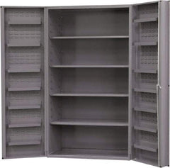 Durham - 4 Shelf Locking Storage Cabinet - Steel, 48" Wide x 24" Deep x 72" High, Gray - Apex Tool & Supply
