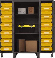 Durham - 2 Shelf 24 Bin Storage Cabinet - Steel, 36" Wide x 36" Deep x 78" High, Gray - Apex Tool & Supply