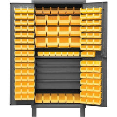 Durham - 1 Shelf 120 Bin Storage Cabinet - Steel, 36" Wide x 24" Deep x 78" High, Gray - Apex Tool & Supply