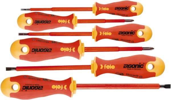 Felo - 6 Piece Phillips & Slotted Screwdriver Set - Bit Sizes: Philips #1 to #2, Comes in Cardboard/Plastic Window - Apex Tool & Supply