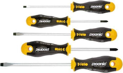 Felo - 5 Piece Phillips & Slotted Screwdriver Set - Bit Sizes: Philips #1 to #2, Comes in Cardboard/Plastic Window - Apex Tool & Supply