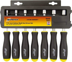 Bondhus - 1/2" Hollow Shaft Nutdriver - Ergonomic Handle, 186mm OAL - Apex Tool & Supply