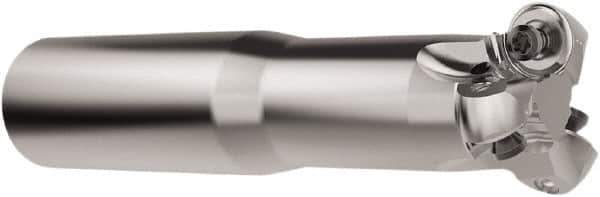 Seco - 1-1/4" Cutting Diam, 1" Shank Diam, 6mm Max Depth of Cut, Weldon Indexable Copy End Mill - 3 Inserts, RNMU12.. Insert, R217.28 Toolholder, Steel, Through Coolant - Apex Tool & Supply