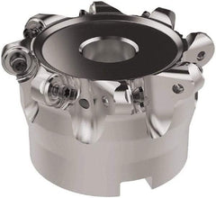 Seco - 80mm Cut Diam, 6mm Max Depth, 27mm Arbor Hole, 8 Inserts, RNMU12.. Insert Style, Indexable Copy Face Mill - R220.28 Cutter Style, 10,000 Max RPM, 50mm High, Through Coolant, Series R220 - Apex Tool & Supply