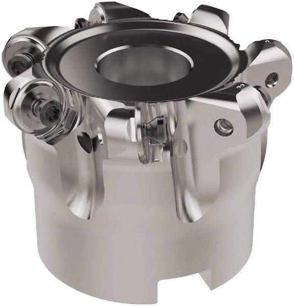 Seco - 66mm Cut Diam, 6mm Max Depth, 27mm Arbor Hole, 7 Inserts, RNMU12.. Insert Style, Indexable Copy Face Mill - R220.28 Cutter Style, 10,900 Max RPM, 50mm High, Through Coolant, Series R220 - Apex Tool & Supply