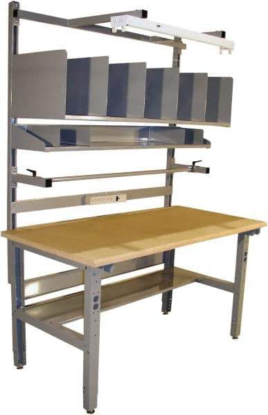 Proline - 72 Wide x 30" Deep x 36" High, Coated MDF Workbench - Adjustable Height Legs, Light Gray - Apex Tool & Supply