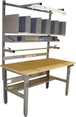 Proline - 72 Wide x 30" Deep x 36" High, Coated MDF Workbench - Adjustable Height Legs, Light Gray - Apex Tool & Supply