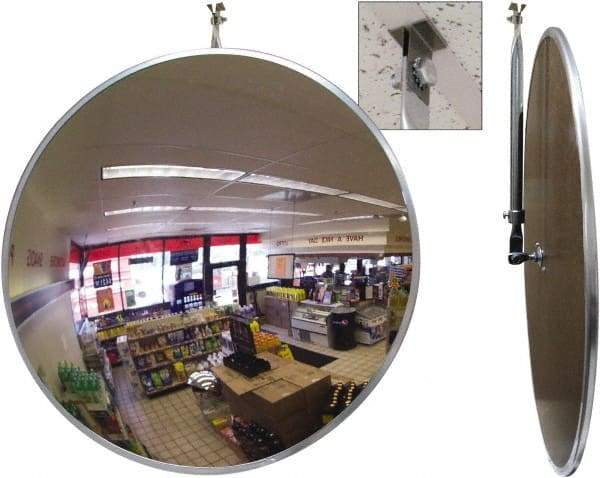Se-Kure Domes&Mirrors - Indoor Round Convex Safety, Traffic & Inspection Mirrors - Acrylic Lens, Hardboard Backing, 26" Diam, 26' Max Covered Distance - Apex Tool & Supply
