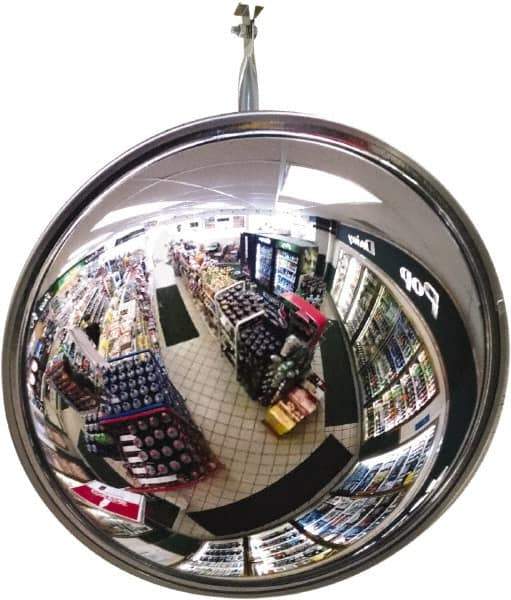 Se-Kure Domes&Mirrors - Indoor Round Convex Safety, Traffic & Inspection Mirrors - Acrylic Lens, Hardboard Backing, 24" Diam, 72' Max Covered Distance - Apex Tool & Supply