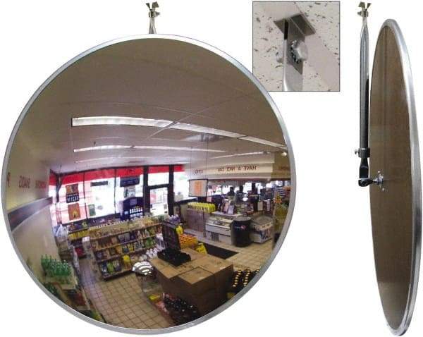 Se-Kure Domes&Mirrors - Indoor Round Convex Safety, Traffic & Inspection Mirrors - Acrylic Lens, Hardboard Backing, 18" Diam, 18' Max Covered Distance - Apex Tool & Supply
