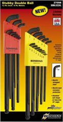 Bondhus - 22 Piece, L-Wrench Ball End Hex Key Set - 0.05 to 3/8" Range, 3.16" OAL, - Apex Tool & Supply