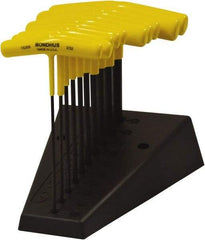 Bondhus - 10 Piece, T-Handle Cushion Grip Hex Key Set - 3/32 to 3/8" Range, 6" OAL, Protanium High Torque Steel - Apex Tool & Supply