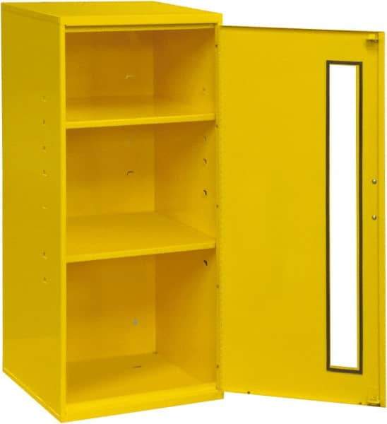 Durham - 2 Shelf Wall Storage Cabinet - Steel, 13-3/4" Wide x 12-3/4" Deep x 30" High, Yellow - Apex Tool & Supply