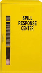 Durham - 1 Door, 2 Shelf, Yellow Steel Wall Mount Spill Control/Respirator Safety Cabinet - 32-3/4" High x 19-7/8" Wide x 14-1/4" Deep, Manual Closing Door, Full Length Plexiglass Window - Apex Tool & Supply