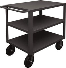 Durham - 5,000 Lb Capacity, 24" Wide x 36" Long x 40-1/4" High Heavy Duty Service Cart - 3 Shelf, Steel, 2 Rigid/2 Swivel Casters - Apex Tool & Supply