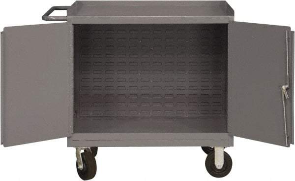 Durham - 2,000 Lb Capacity, 24" Wide x 36" Long x 40-1/2" High Mobile Cart - 2 Door, Steel, 2 Rigid/2 Swivel Casters - Apex Tool & Supply