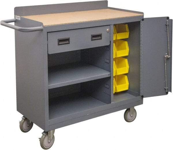 Durham - 1,200 Lb Capacity, 18" Wide x 36" Long x 39-3/4" High Mobile Cart - 1 Door, 1 Drawer, 1 Shelf, Steel, 2 Rigid/2 Swivel Casters - Apex Tool & Supply