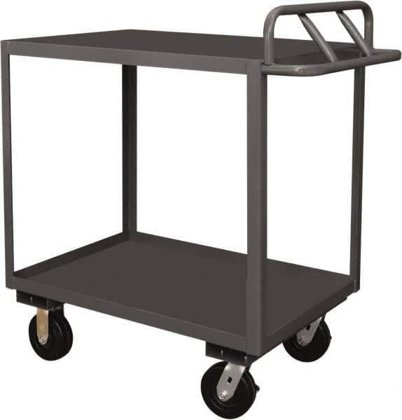 Durham - 3,600 Lb Capacity, 18" Wide x 30" Long x 39" High Service Cart - 2 Shelf, Steel, 2 Rigid/2 Swivel Casters - Apex Tool & Supply