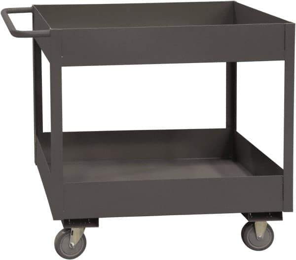 Durham - 3,600 Lb Capacity, 24" Wide x 48" Long x 39-1/16" High Service Cart - 2 Shelf, Steel, 2 Rigid/2 Swivel Casters - Apex Tool & Supply