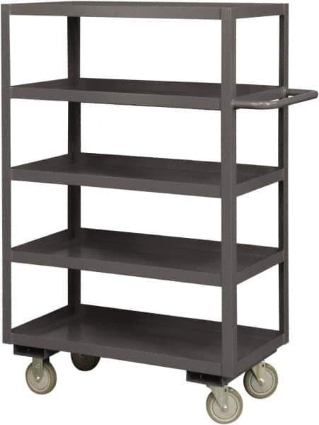 Durham - 1,200 Lb Capacity, 36" Wide x 72" Long x 55-5/8" High Service Cart - 5 Shelf, Steel, 2 Rigid/2 Swivel Casters - Apex Tool & Supply