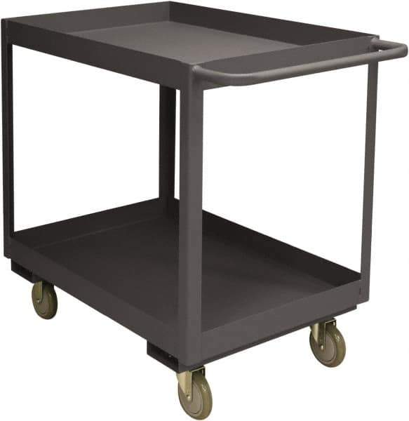 Durham - 3,600 Lb Capacity, 24" Wide x 48" Long x 39-1/16" High Service Cart - 2 Shelf, Steel, 2 Rigid/2 Swivel Casters - Apex Tool & Supply