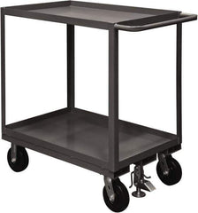 Durham - 2,400 Lb Capacity, 30" Wide x 60" Long x 37-5/8" High Service Cart - 2 Shelf, Steel, 2 Rigid/2 Swivel Casters - Apex Tool & Supply