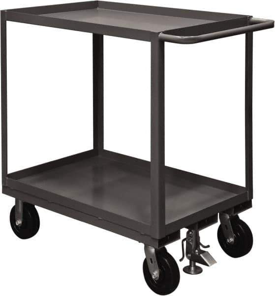 Durham - 2,400 Lb Capacity, 30" Wide x 48" Long x 37-5/8" High Service Cart - 2 Shelf, Steel, 2 Rigid/2 Swivel Casters - Apex Tool & Supply